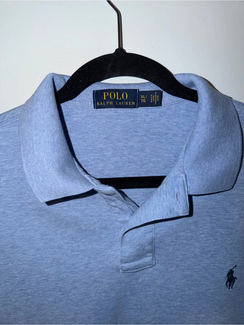 Polo by Ralph Lauren Men's Light Blue Polo with Navy Pony